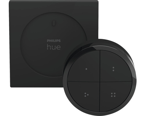 Philips Hue Tap Dial Schalter/Fernbedienung schwarz Zubehör für Smartes Lichtsystem Philips Hue Dimmschalter mit Smart Button