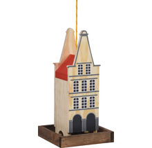 Vogelhaus im Stil eines mehrstöckigen Hauses mit Aufhängeseil