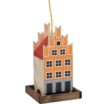 Vogelhaus im Design eines Stadthauses mit Kordel zum Aufhängen