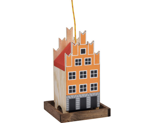 Vogelhaus im Design eines Stadthauses mit Kordel zum Aufhängen