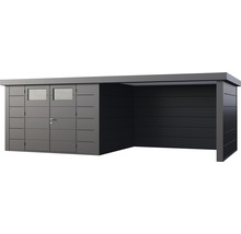 Gartenhaus Classico 3330 inkl. Lounge 3330 rechts mit Seitendach, Rück- und Seitenwand 691 x 318 cm granitgrau