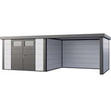 Gartenhaus Classico 3330 inkl. Lounge 3330 rechts mit Seitendach, Rück- und Seitenwand 691 x 318 cm weiß