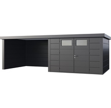 Gartenhaus Classico 3330 inkl. Lounge 3330 links mit Seitendach, Rück- und Seitenwand 691 x 318 cm granitgrau