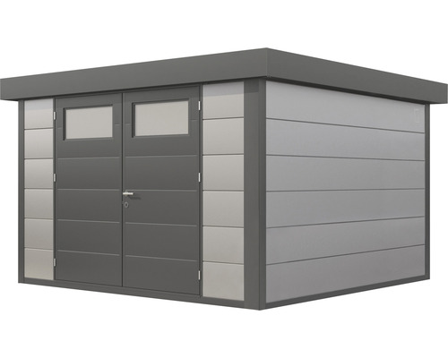 Gartenhaus aus Metall mit Doppeltür und Fenster