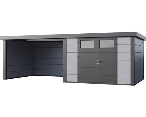 Gartenhaus mit Anbau zur Aufbewahrung von Gartengeräten und als Unterstand