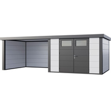 Gartenhaus Classico 3030 inkl. Lounge 3330 links mit Seitendach, Rück- und Seitenwand 662 x 318 cm weiß
