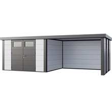 Gartenhaus Classico 3330 inkl. Lounge 3330 rechts mit Seitendach, Rück- und Seitenwand inkl. Fenster 691 x 318 cm weiß