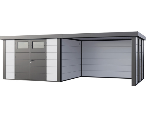 Gerätehaus mit Doppeltür und Anbau