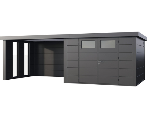 Modernes Gartenhaus mit Überdachung und Doppeltür