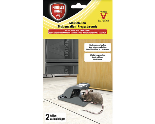 Mausefalle Protect Home Mausefallen Easy Catch Mäusefalle aus Kunststoff zur giftlosen Bekämpfung von Mäusebefall 2 Stück
