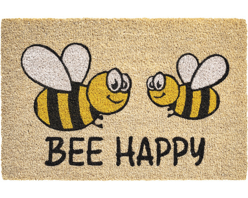 Fußmatte mit Bienenmotiv und dem Schriftzug Sei Glücklich