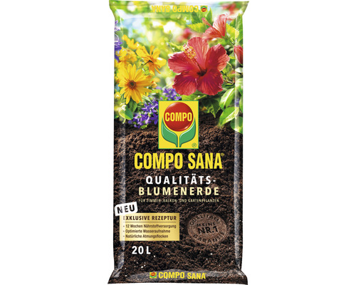 Blumenerde COMPO SANA®Qualitäts-Blumenerde 20 L für alle Zimmer, Balkon- und Gartenpflanzen