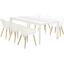 Gartenmöbelset GARDEN PLACE Emmi 6-Sitzer 7 tlg. weiß aus Aluminium, WPC , Kunststoff und Holz