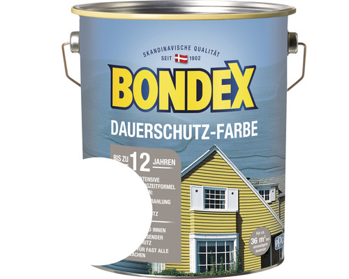 BONDEX Holzfarbe-Dauerschutzfarbe schneeweiß 4,0 L Farbeimer Bondex Dauerschutz-Farbe für bis zu 12 Jahre