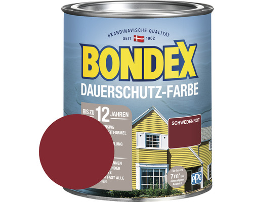 BONDEX Holzfarbe-Dauerschutzfarbe schwedenrot 750 ml