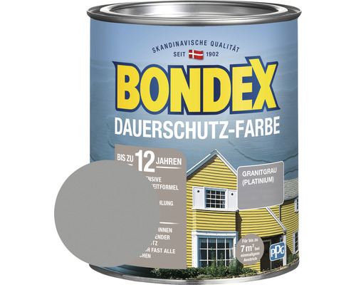 BONDEX Holzfarbe-Dauerschutzfarbe platinium 750 ml Bondex Dauerschutz-Farbe, Granitgrau Farbdose