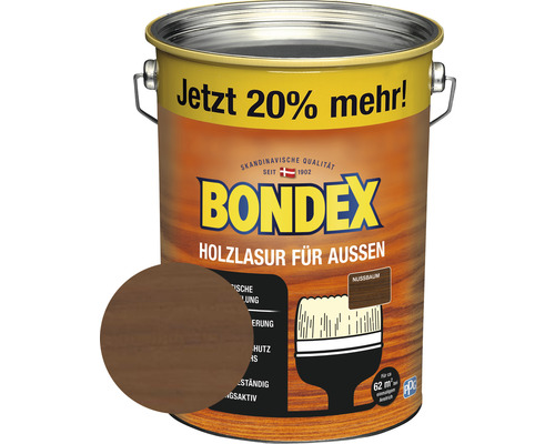 BONDEX Holzlasur nussbaum 4,8 l (20 % Gratis!)