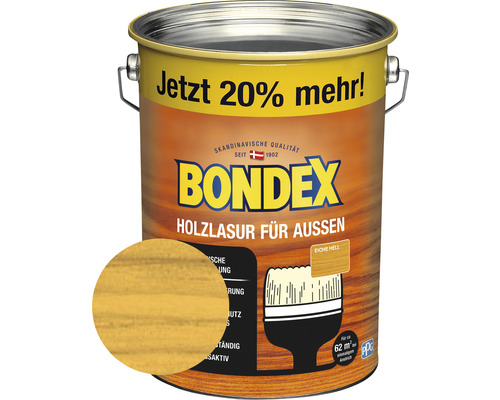 BONDEX Holzlasur eiche hell 4,8 l (20 % Gratis!) Holzlasur für den Aussenbereich im Eimer von Bondex