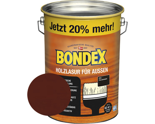 BONDEX Holzlasur rio palisander 4,8 l (20 % Gratis!) Bondex Holzlasur für Aussen, Gebinde mit Holzschutzlasur
