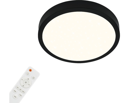 LED Deckenleuchte 18W 2000 lm 2700- 6500 K CCT einstellbare weißtöne Ø 28 cm Runa schwarz + Sternenhimmel, Nachtlichtfunktion, Memory Funktion LED Deckenleuchte mit Fernbedienung