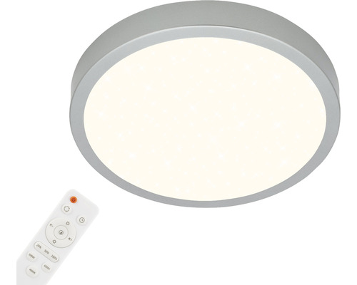 LED Deckenleuchte dimmbar 22W 2900 lm 2700- 6500 K CCT Ø 38 cm Runa silber + Sternenhimmel, Nachtlichtfunktion, Memory Funktion, Fernbedienung Runde Deckenleuchte mit Fernbedienung