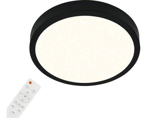 LED Deckenleuchte dimmbar 22W 2900 lm 2700- 6500 K CCT Ø 38 cm Runa schwarz + Sternenhimmel, Nachtlichtfunktion, Memory Funktion, Fernbedienung Schwarze Deckenleuchte mit Fernbedienung