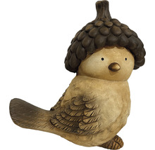 Dekorative Vogelfigur mit Eichelhut für den Garten