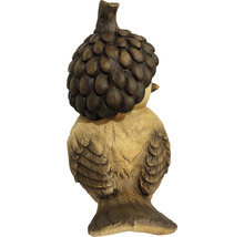 Dekorative Holzfigur eines Vogels von hinten