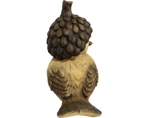 Dekorative Holzfigur eines Vogels von hinten