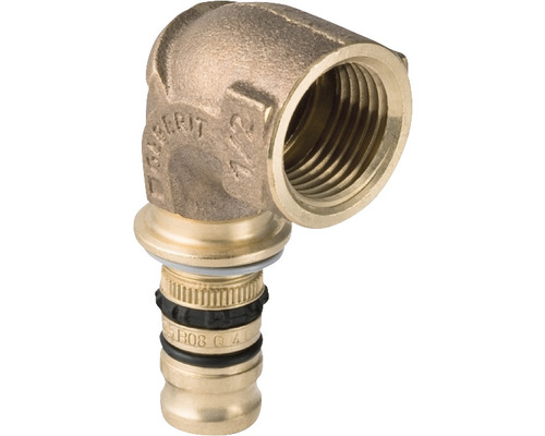 GEBERIT Mepla Pressfitting Bogen 90 ° Rotguss 40 mm x 1 1/4 " IG 605.259.00.5 Rohrverschraubung mit 90-Grad-Winkel