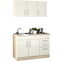 Held Möbel Miniküche mit Geräten Toronto 120 cm Frontfarbe creme hochglanz Korpusfarbe sonoma eiche zerlegt-thumb-1