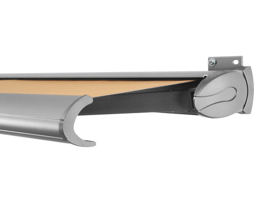 SOLUNA Kassettenmarkise Exclusiv 2,5x2 Stoff Dessin 0034 Gestell Silber E6EV1 eloxiert Antrieb rechts inkl. Motor und Wandschalter