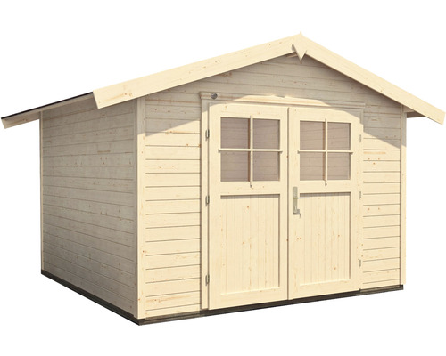 Holzgartenhaus mit Doppeltür und Fenstern