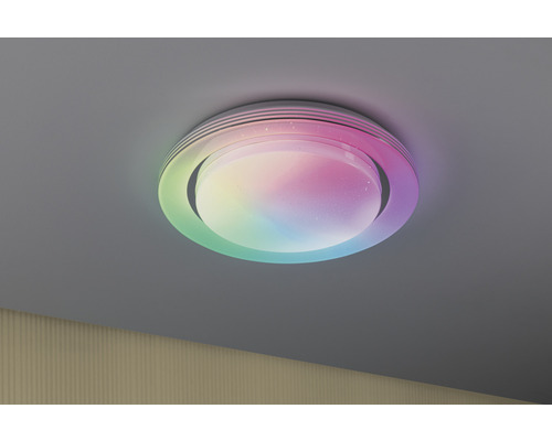 LED Deckenleuchte 24W 750 lm RGB HxØ 70x375 mm SpacyColor chrom mit Fernbedienung + Regenbogeneffekt + Tunable White + Nachtlichtfunktion