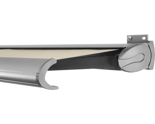 SOLUNA Kassettenmarkise Exclusiv 3,5x2 Stoff Dessin 320930 Gestell Silber E6EV1 eloxiert Antrieb rechts inkl. Motor und Wandschalter