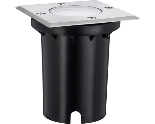 Bodeneinbaustrahler mit quadratischer Edelstahlblende und schwarzem Gehäuse