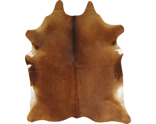 Kuhfellteppich aus braunem und weißem Leder
