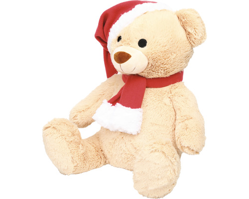 Teddybär mit Weihnachtsmütze und Schal