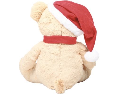 Teddybär mit Weihnachtsmannmütze und Schal, Rückansicht