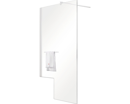 Duschwand mit Handtuchhalter und Handtuch