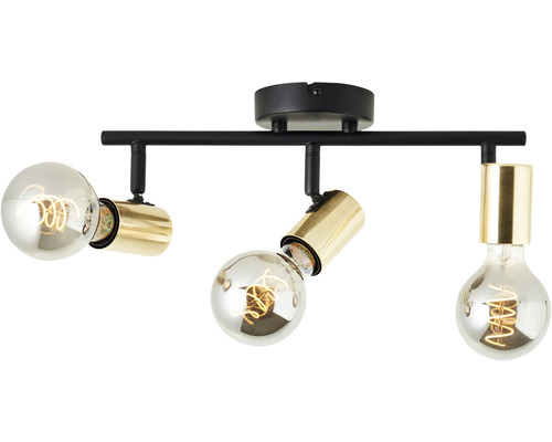 Deckenleuchte mit drei Leuchtmitteln in Gold und Schwarz