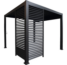 Freistehende Pergola mit Lamellenwand zur Beschattung und als Sichtschutz