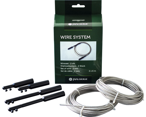 Juliana Drahtseilsystem mit zwei Seilen und Befestigungsmaterial