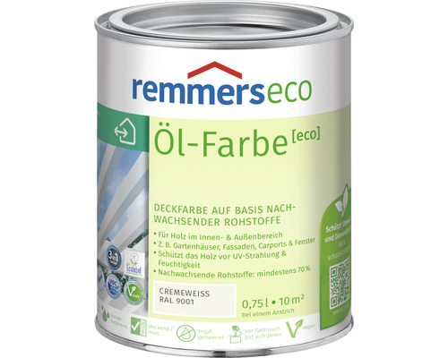 Remmers eco Öl-Farbe Holzfarbe RAL 9001 cremeweiß 750 ml
