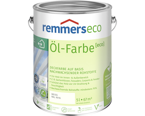 Remmers eco Öl-Farbe Holzfarbe RAL 9016 weiß 5 l