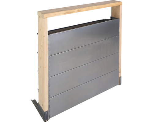 Hochwasserschutzsystem mit Holzrahmen und Metalleinschüben