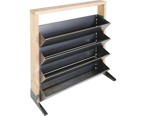 Holzregal mit vier Metallablagen