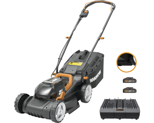 Akku Rasenm her WORX 40V 2 x 20V 40cm WG743E inkl. 2 x HORNBACH