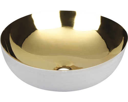 Differnz Aufsatzwaschbecken Shine 40 x 40 cm weiß/gold matt/glänzend 38.010.64 Waschbecken aus Sanitärkeramik