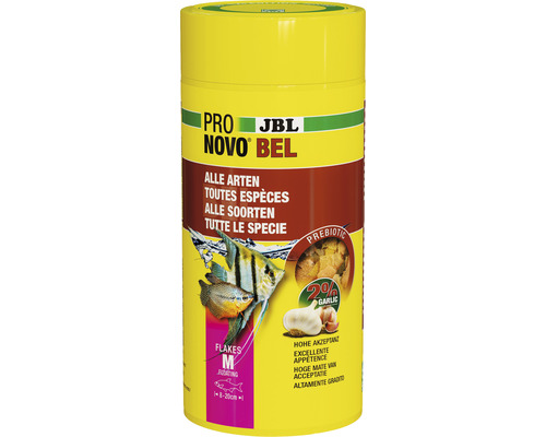 Flockenfutter JBL PRONOVO BEL FLAKES Gr. M 1000 ml JBL Pro Novo Bel Flockenfutter für alle Fischarten, M